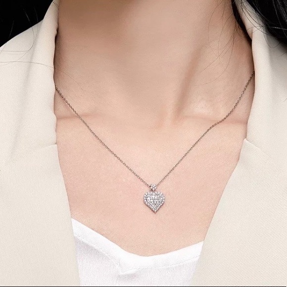 NEW 925 STERLING SILVER DIAMOND PENDANT NECKLACE - Picture 8 of 8